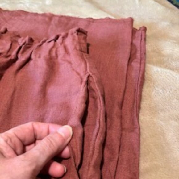 XL Bundle of 2 Linen gaucho pants, wide elastic waist 32-40", tan and rust - Picture 4 of 13